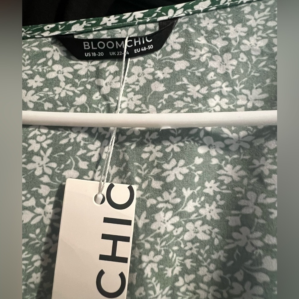 BloomChic Green and White Midi Dress